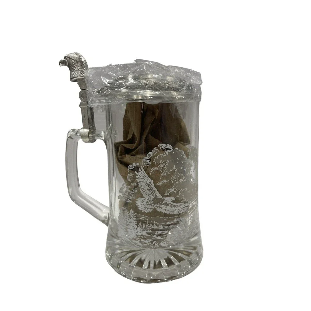 Avon Gift Collection American Eagle Tankard Clear Glass Stein New Without Box